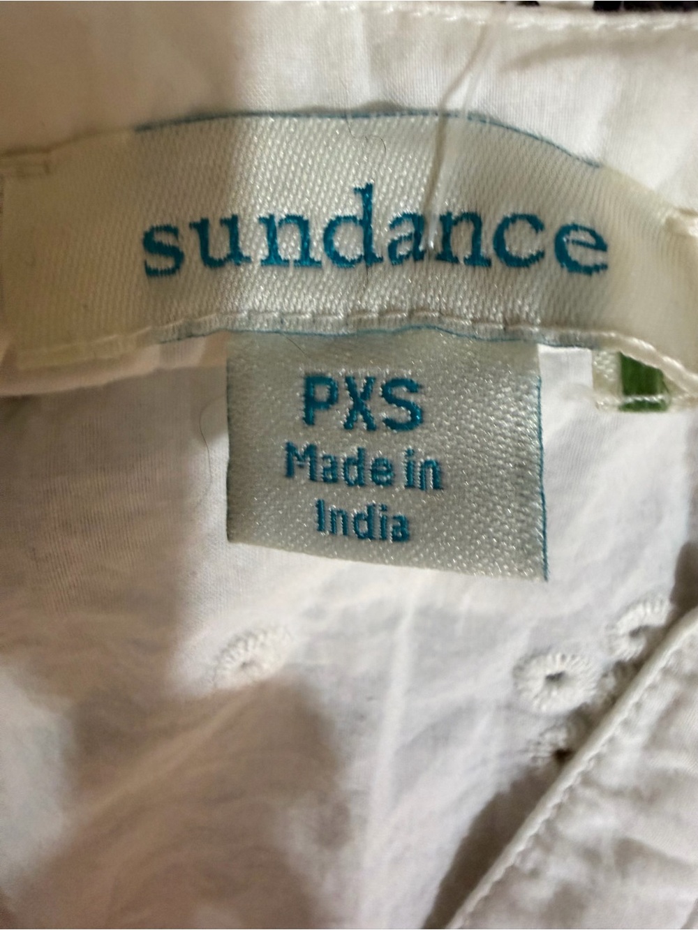 Sundance Petite XS White Cotton Eyelet Lace Blouse Boho Peasant Romantic Top - Picture 11 of 12